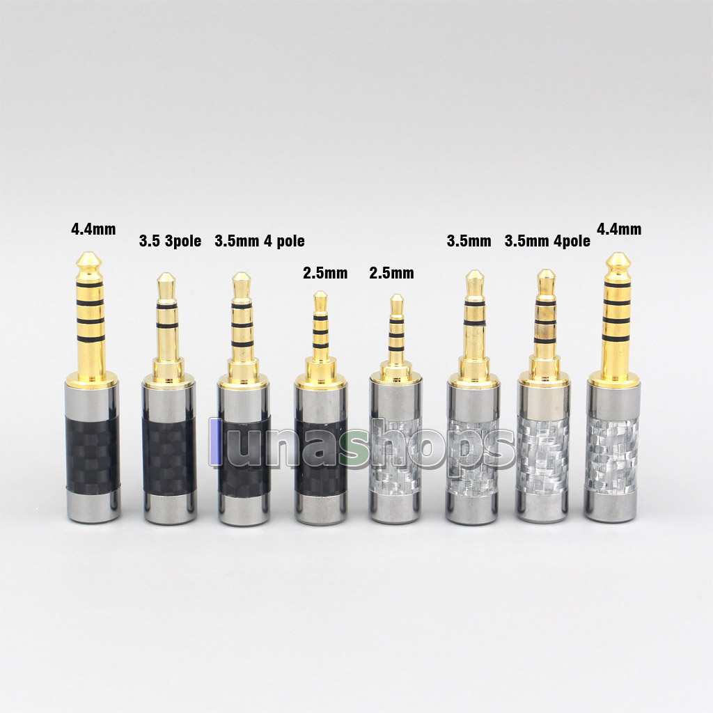 Black Silver Carbon 3.5mm 2.5mm 4.4mm Balanced TRRS Plug adapter For DIY Repair Custom Earphone Headphone Cable