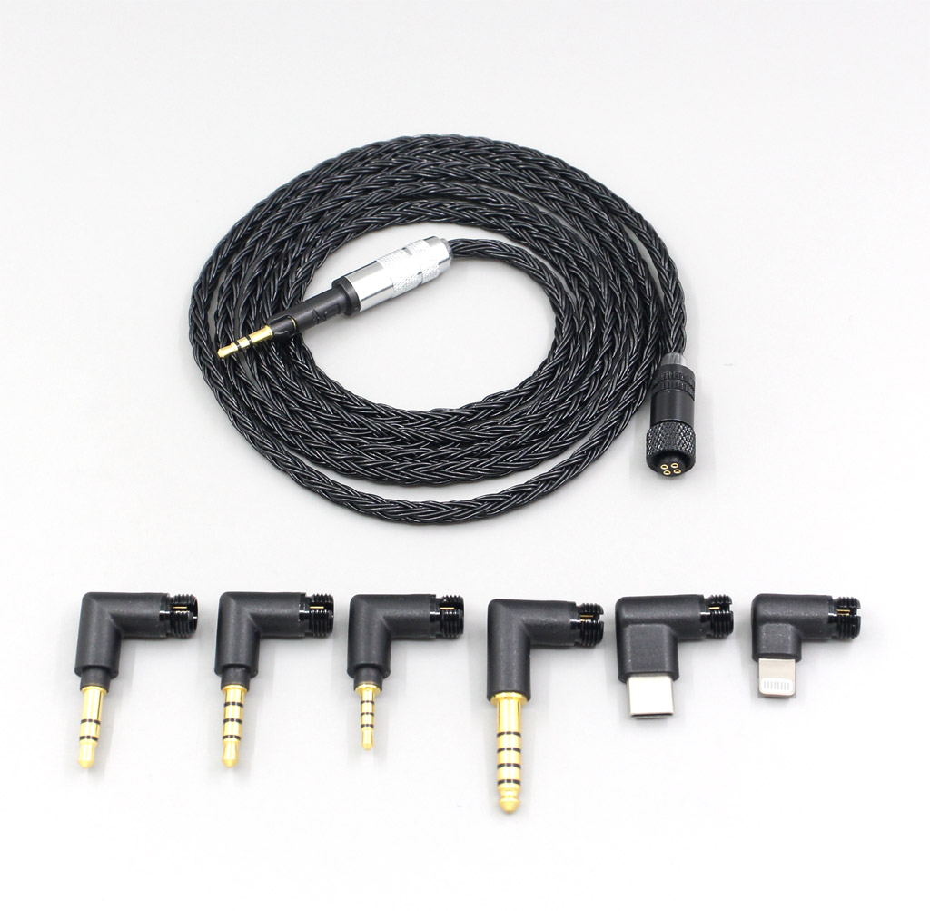 16 Core Black OCC Awesome All In 1 Plug Earphone Cable For Sennheiser HD6 HD7 HD8 MIX DJ HD595