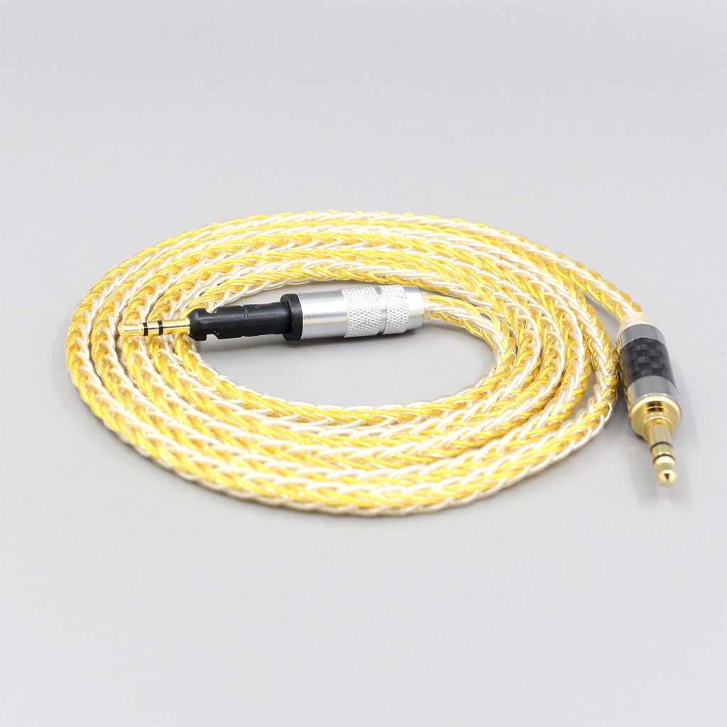 8 Core Silver Gold Plated Braided Earphone Cable For Sennheiser HD6 HD7 HD8 MIX DJ HD595 Headphone
