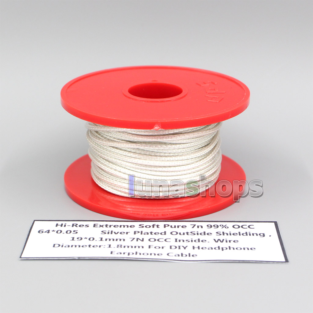 10m High Extreme Soft OCC 64*0.05mm Silver Plated Outside Shielding 19*0.1mm 7N OCC Inside Wire Diameter:1.8mm DIY Cable