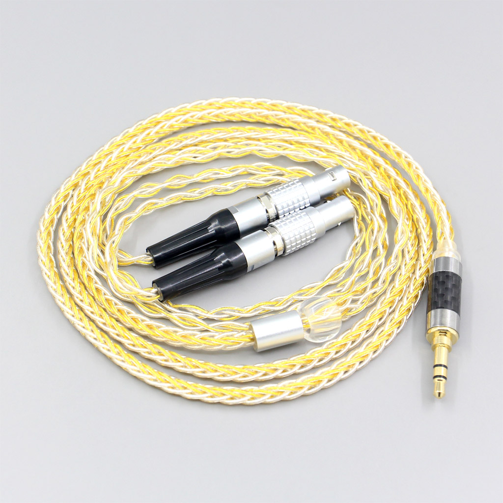 8 Core OCC Silver Gold Plated Braided Earphone Cable For Focal Utopia Fidelity Circumaural Headphone