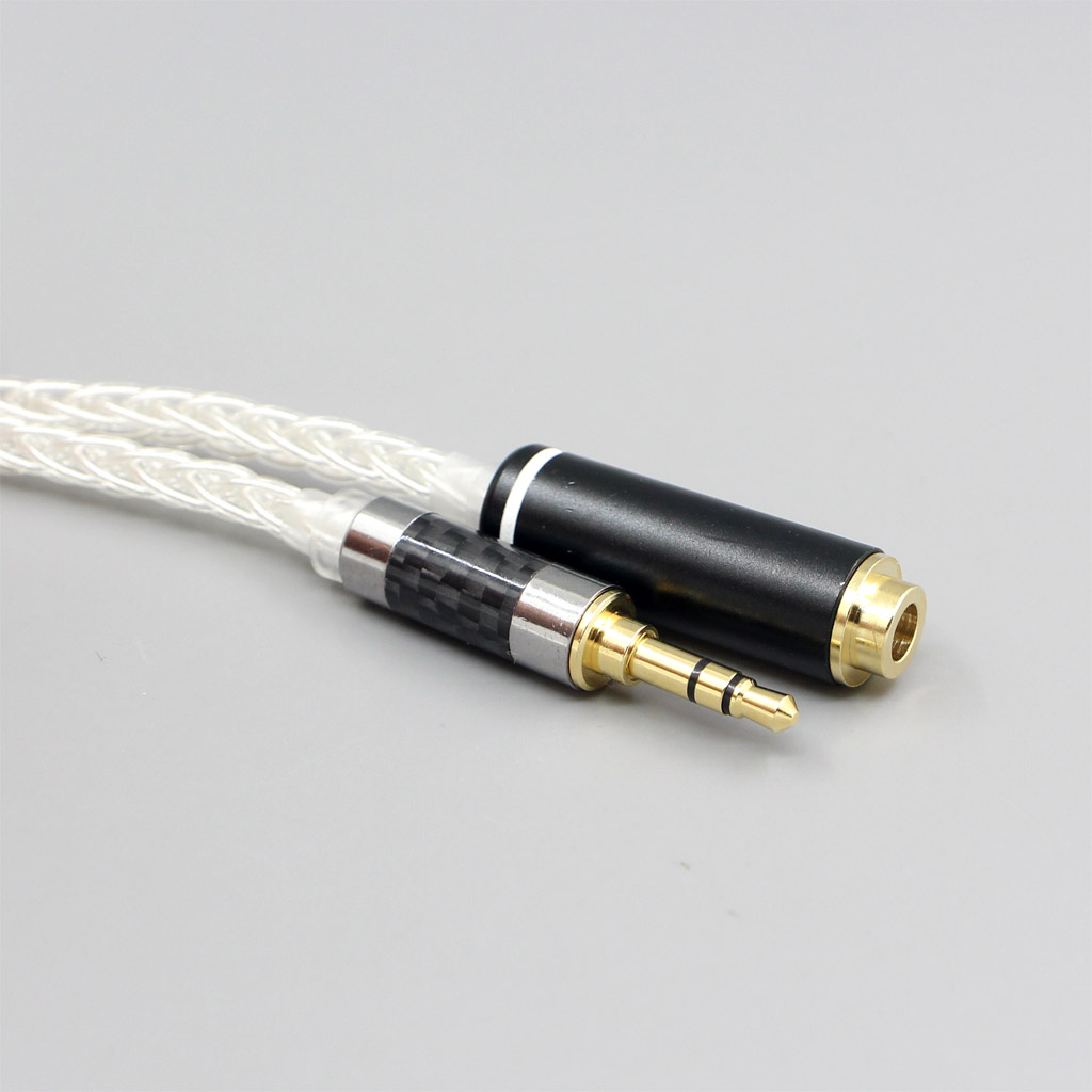 Various length plugs 8 Cores Pure 99% Silver Headphone Earphone Extension Cable For 3.5mm xlr 6.5 2.5mm male to 4.4mm female