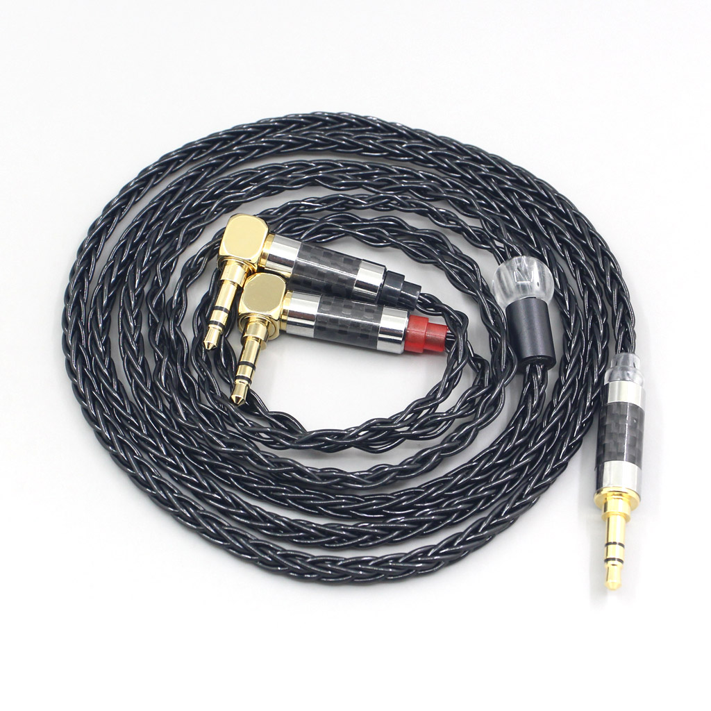 8 Core black Silver Plated Braided Earphone Headphone Cable For Verum 1 One Headset L Shape 3.5mm Pin Earpohone