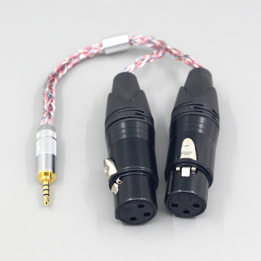 16 Core Silver OCC OFC Mixed Braided Cable For 3.5m 2.5mm 4.4mm 6.5mm To Dual XLR 3 pole Female Cable