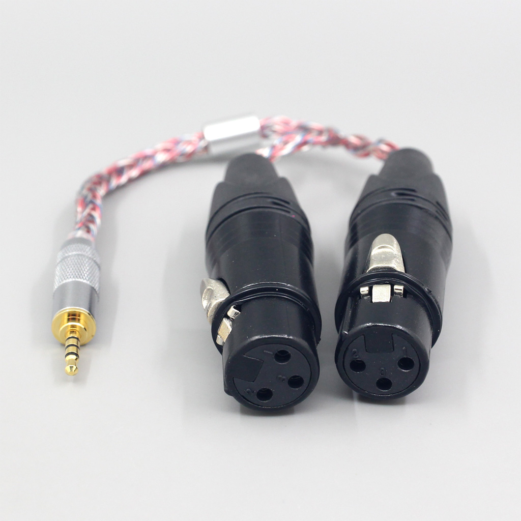 16 Core Silver OCC OFC Mixed Braided Cable For 3.5m 2.5mm 4.4mm 6.5mm To Dual XLR 3 pole Female Cable