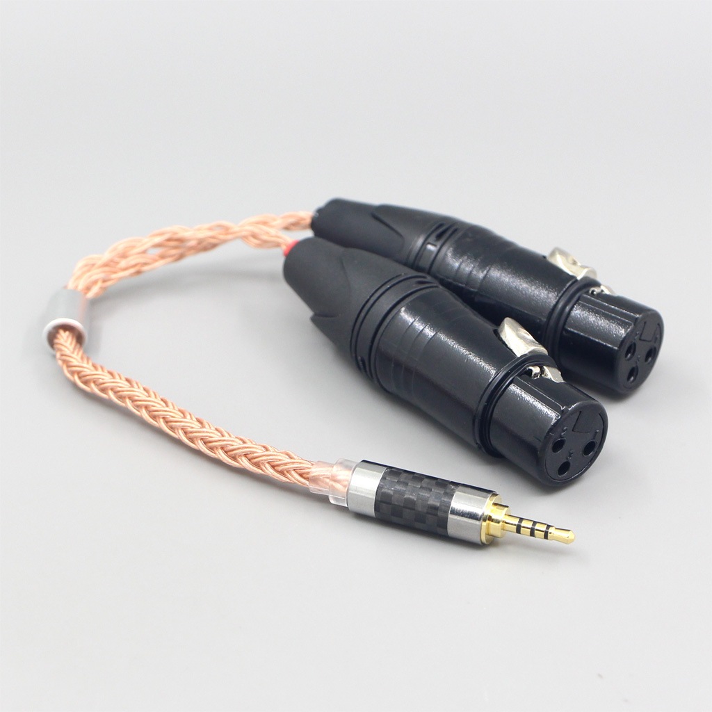 16 Core 99% 7N OCC Copper Earphone Cable For 3.5m 2.5mm 4.4mm 6.5mm To Dual XLR 3 pole Female Cable