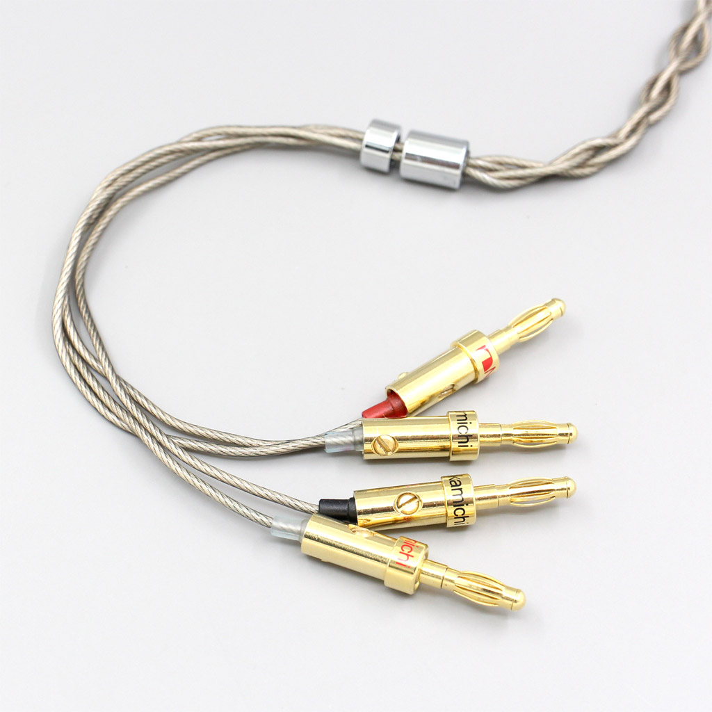 99% Pure Silver + Graphene Silver Plated Shield Earphone Cable For XLR Male Female 4.4mm 2.5mm To 4 pcs of Banana Plugs