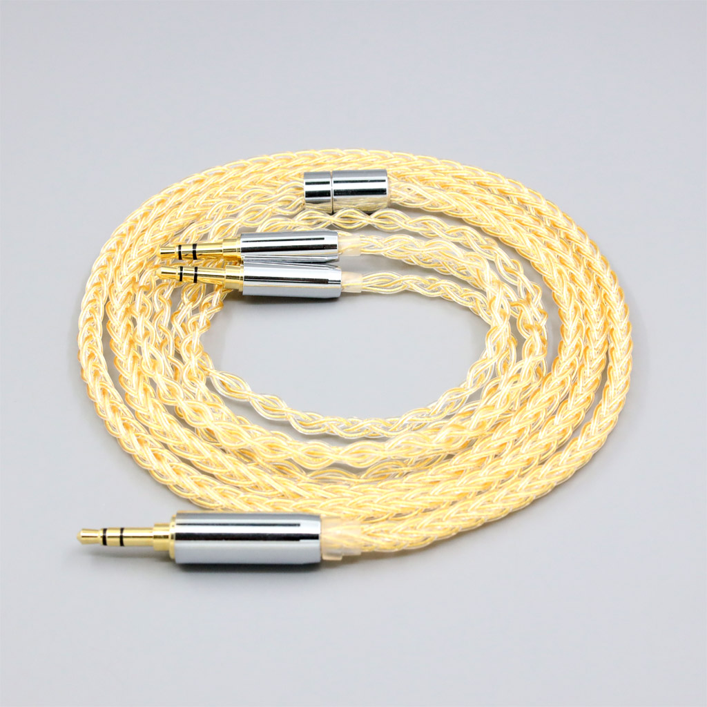8 Core 99% 7n Pure Silver 24k Gold Plated Earphone Cable For Hifiman Sundara Ananda HE1000se HE6se he400se Arya He-35x