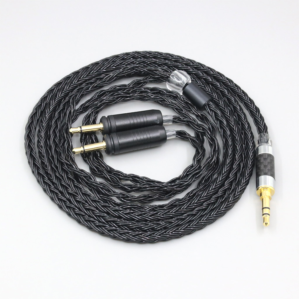 16 Core 7N OCC Black Braided Earphone Cable For Focal Clear Elear Elex Elegia Stellia Dual 3.5mm headphone plug