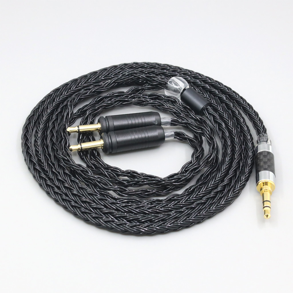 16 Core 7N OCC Black Braided Earphone Cable For Focal Clear Elear Elex Elegia Stellia Dual 3.5mm headphone plug