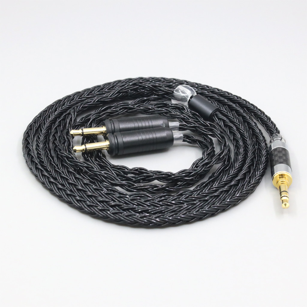 16 Core 7N OCC Black Braided Earphone Cable For Focal Clear Elear Elex Elegia Stellia Dual 3.5mm headphone plug