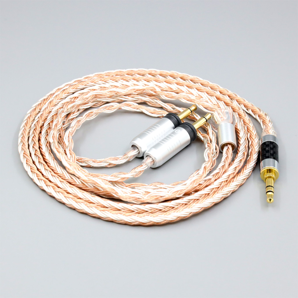 16 Core OCC Silver Plated Mixed Cable For Focal Clear Elear Elex Elegia Stellia Dual 3.5mm headphone plug