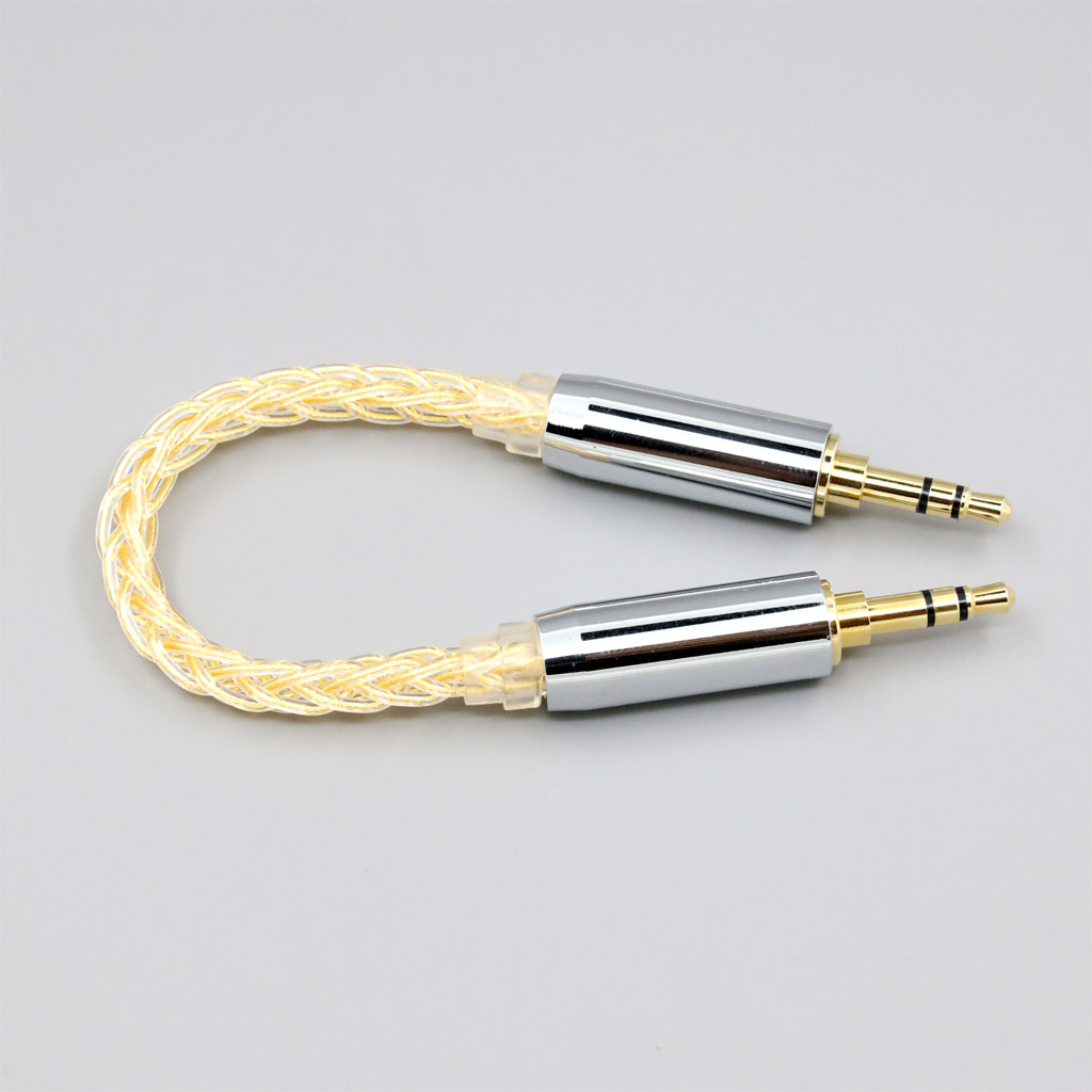 0.15m 3.5mm Male to Male 99.99% Ultra Pure Silver + Gold Plated Earphone DIY Custom Cable 