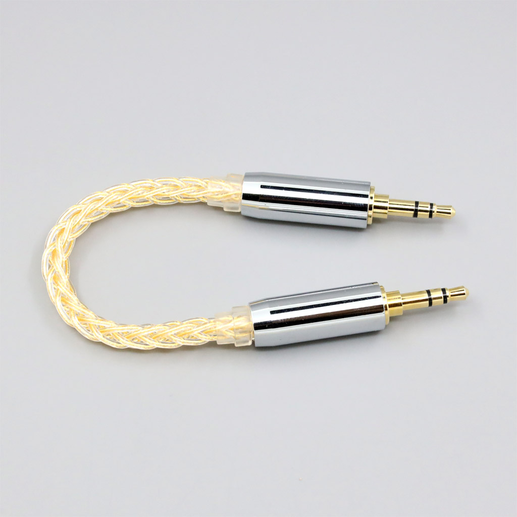 0.15m 3.5mm Male to Male 99.99% Ultra Pure Silver + Gold Plated Earphone DIY Custom Cable