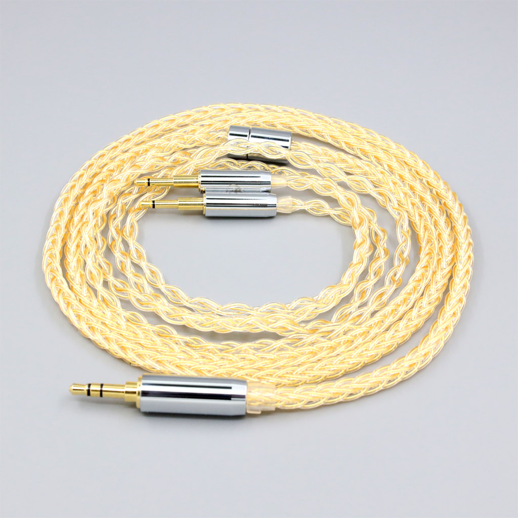 8 Core 99% 7n Pure Silver 24k Gold Plated Earphone Cable For Sennheiser HD477 HD497 HD212 PRO EH250 EH350 Dual 2.5mm