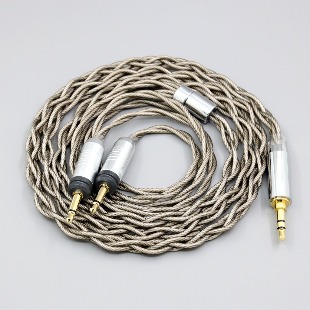 99% Pure Silver + Graphene Silver Plated Shield Earphone Cable For Focal Clear Elear Elex Elegia Stellia Dual 3.5mm headphone plug