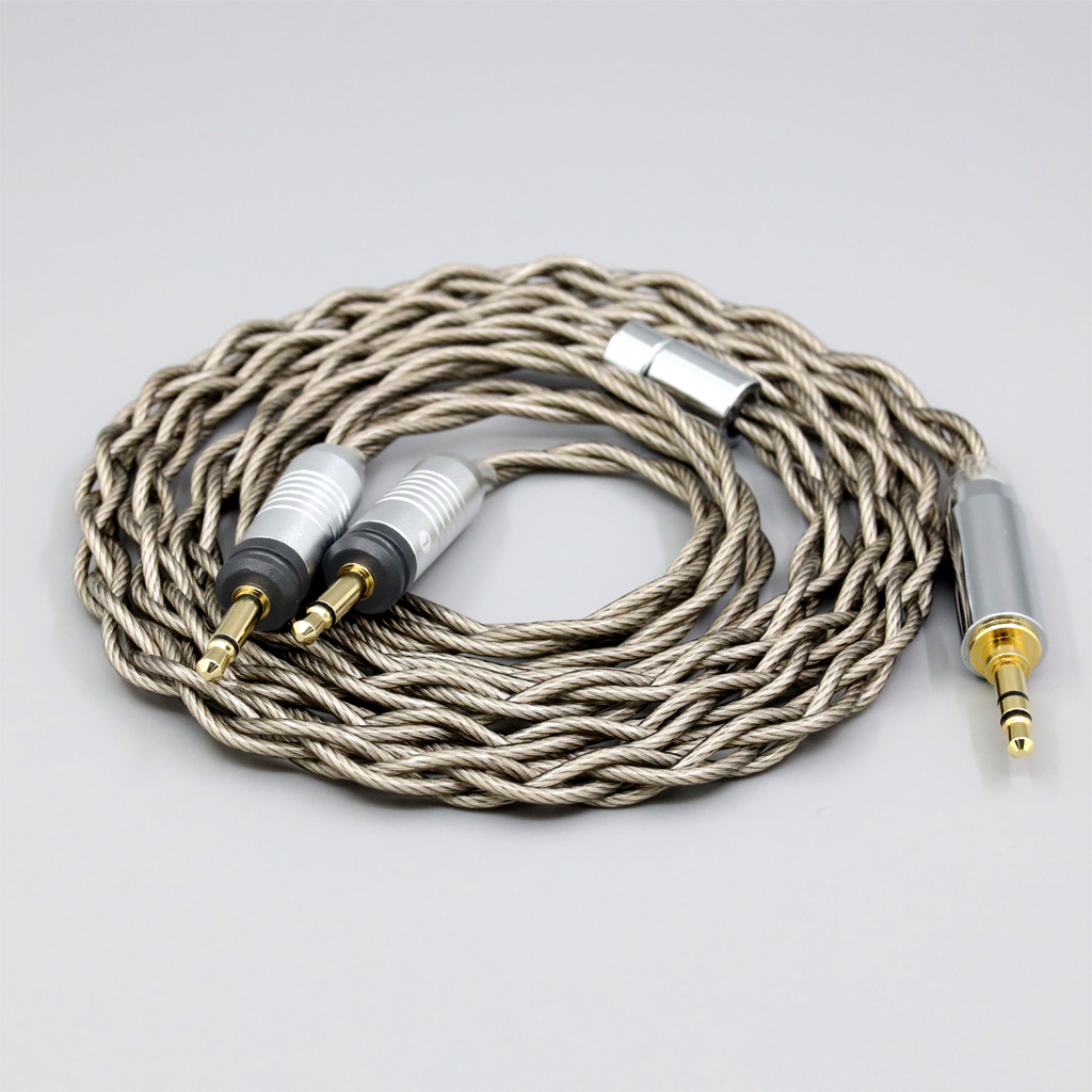 99% Pure Silver + Graphene Silver Plated Shield Earphone Cable For Focal Clear Elear Elex Elegia Stellia Dual 3.5mm headphone plug