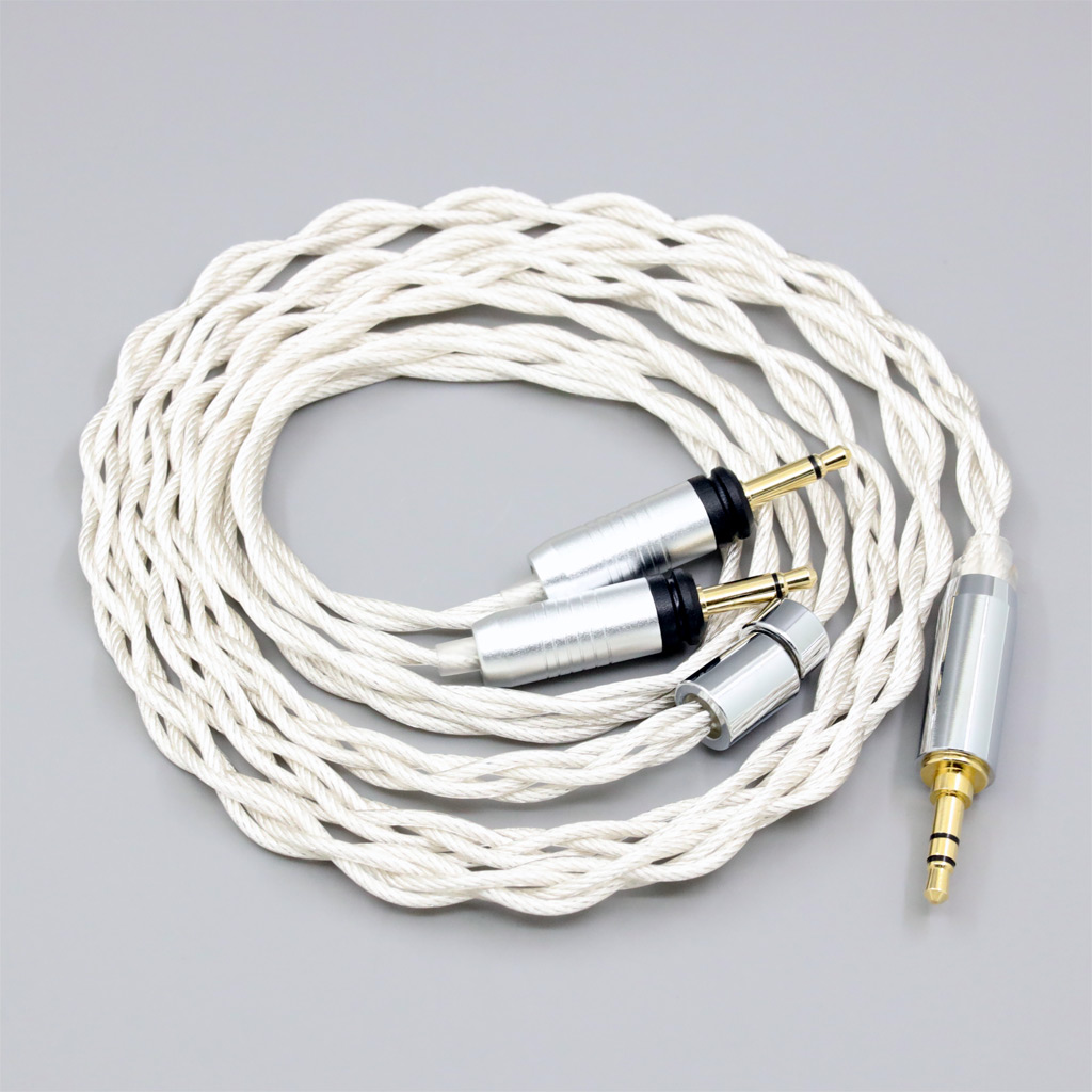 Graphene 7N OCC Silver Plated Type2 Earphone Cable For Focal Clear Elear Elex Elegia Stellia Dual 3.5mm headphone plug