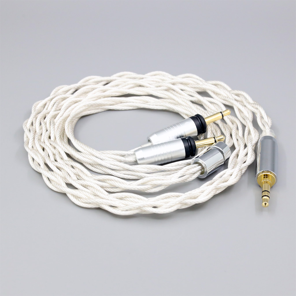 Graphene 7N OCC Silver Plated Type2 Earphone Cable For Focal Clear Elear Elex Elegia Stellia Dual 3.5mm headphone plug