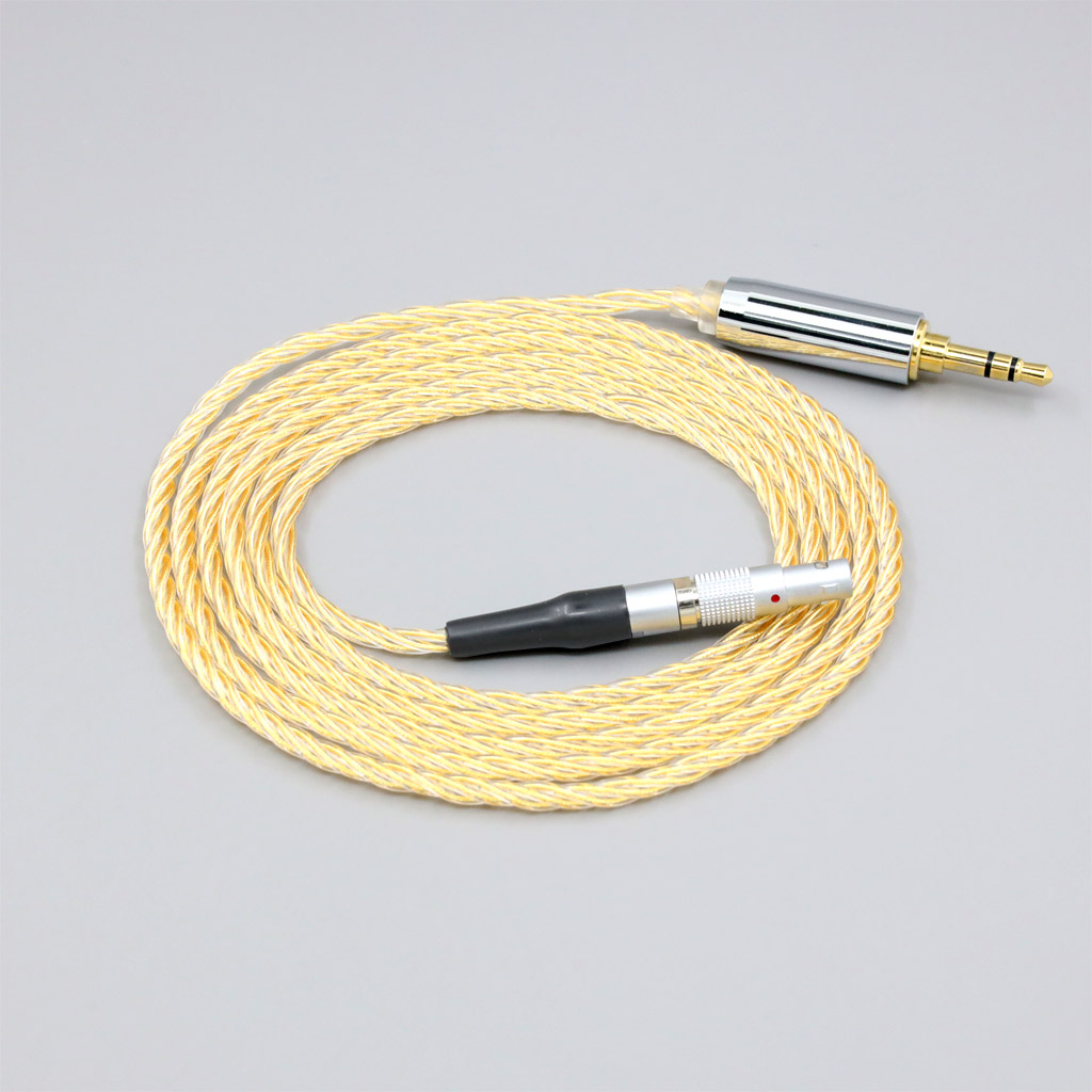 8 Core 99% 7n Pure Silver 24k Gold Plated Earphone Cable For AKG K812 K872 Reference Headphone