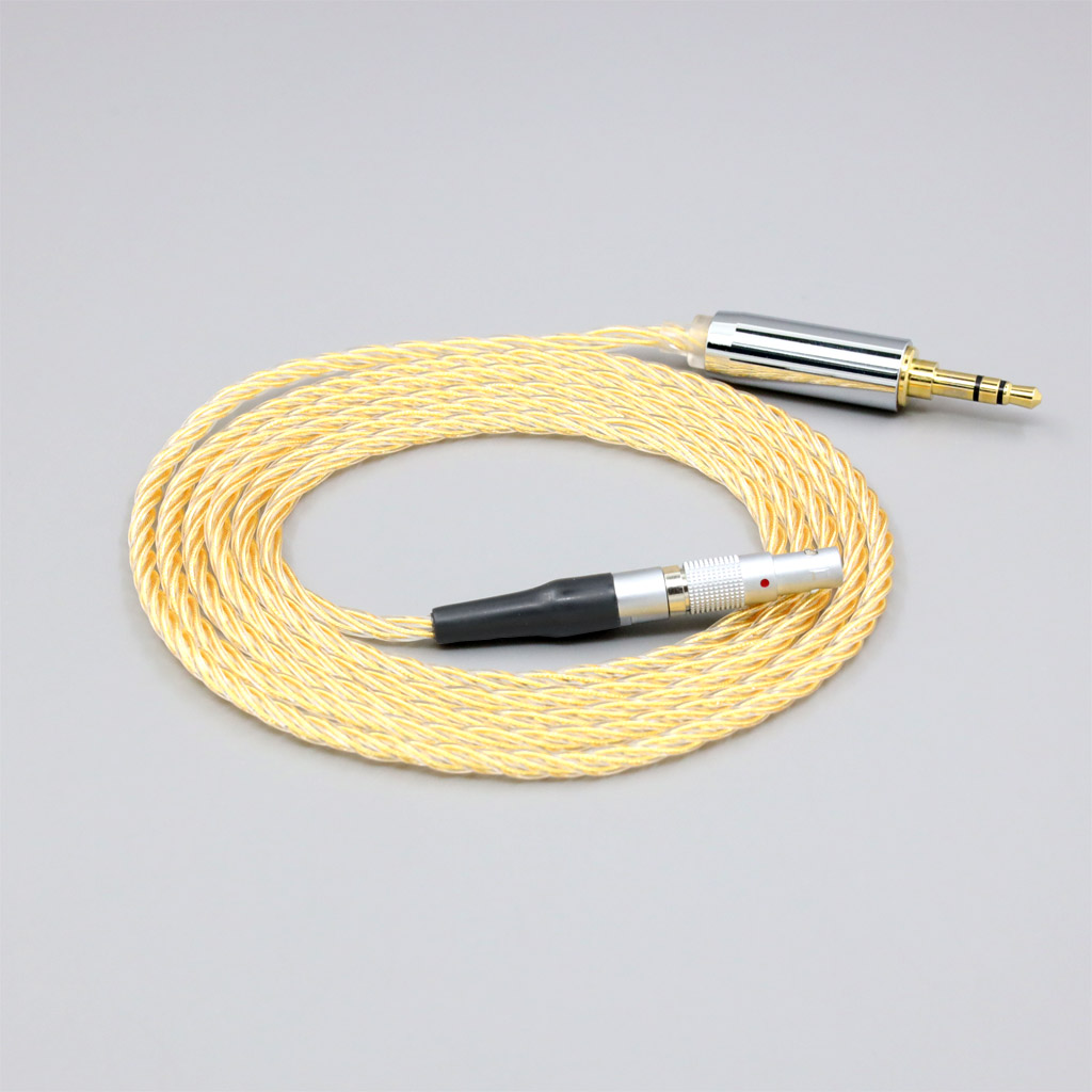 8 Core 99% 7n Pure Silver 24k Gold Plated Earphone Cable For AKG K812 K872 Reference Headphone