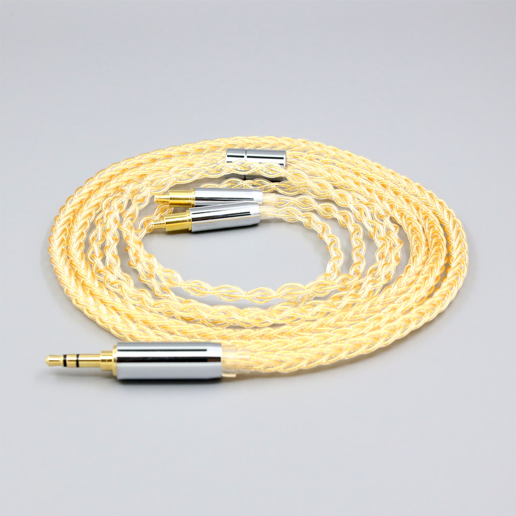 8 Core 99% 7n Pure Silver 24k Gold Plated Earphone Cable For Audio Technica ATH-ADX5000 ATH-MSR7b 770H 990H A2DC Headphone