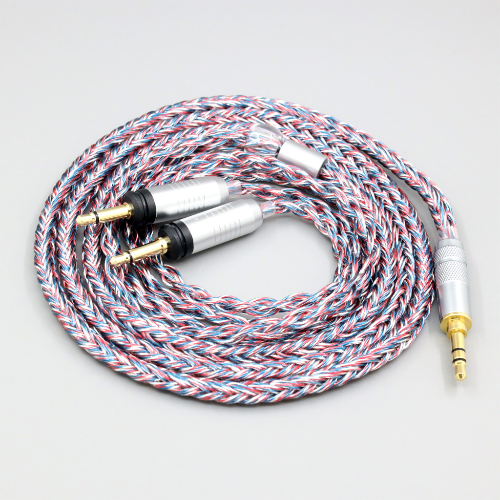 16 Core Silver OCC OFC Mixed Braided Cable For Focal Clear Elear Elex Elegia Stellia Dual 3.5mm headphone plug