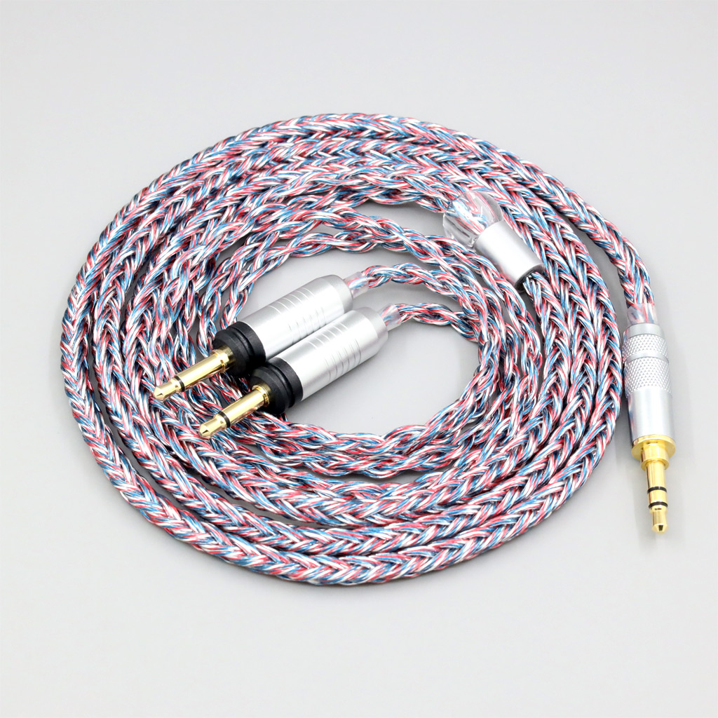 16 Core Silver OCC OFC Mixed Braided Cable For Focal Clear Elear Elex Elegia Stellia Dual 3.5mm headphone plug