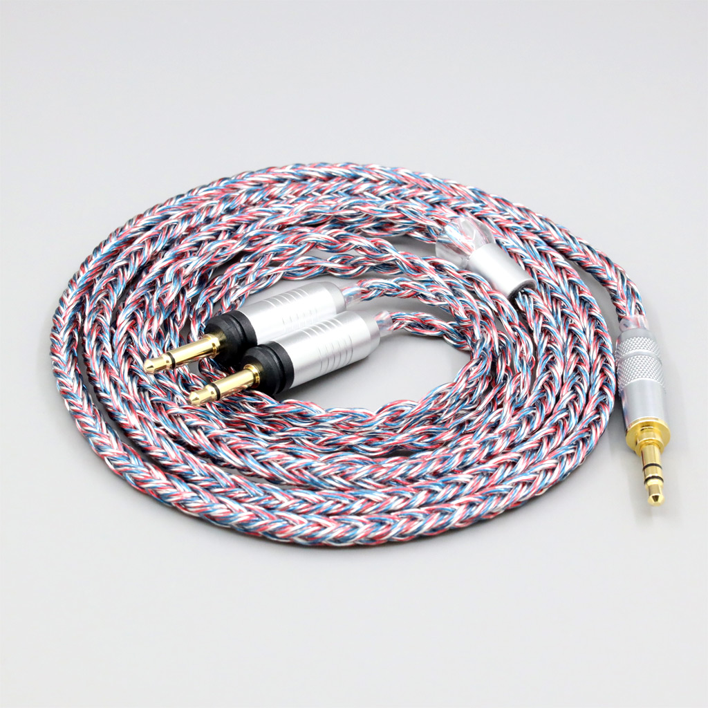 16 Core Silver OCC OFC Mixed Braided Cable For Focal Clear Elear Elex Elegia Stellia Dual 3.5mm headphone plug