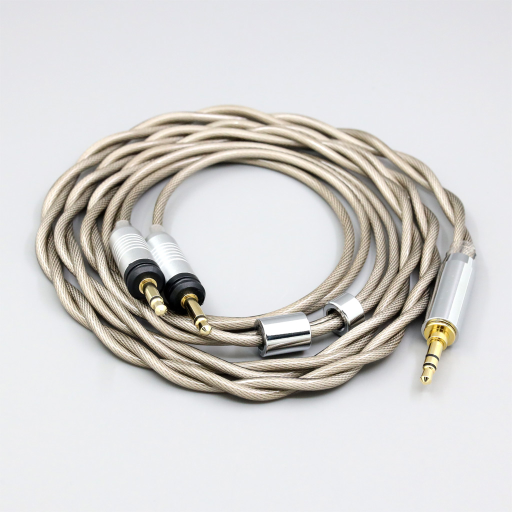 Type6 756 core 7n Litz OCC Silver Plated Earphone Cable For Focal Clear Elear Elex Elegia Stellia Dual 3.5mm headphone plug