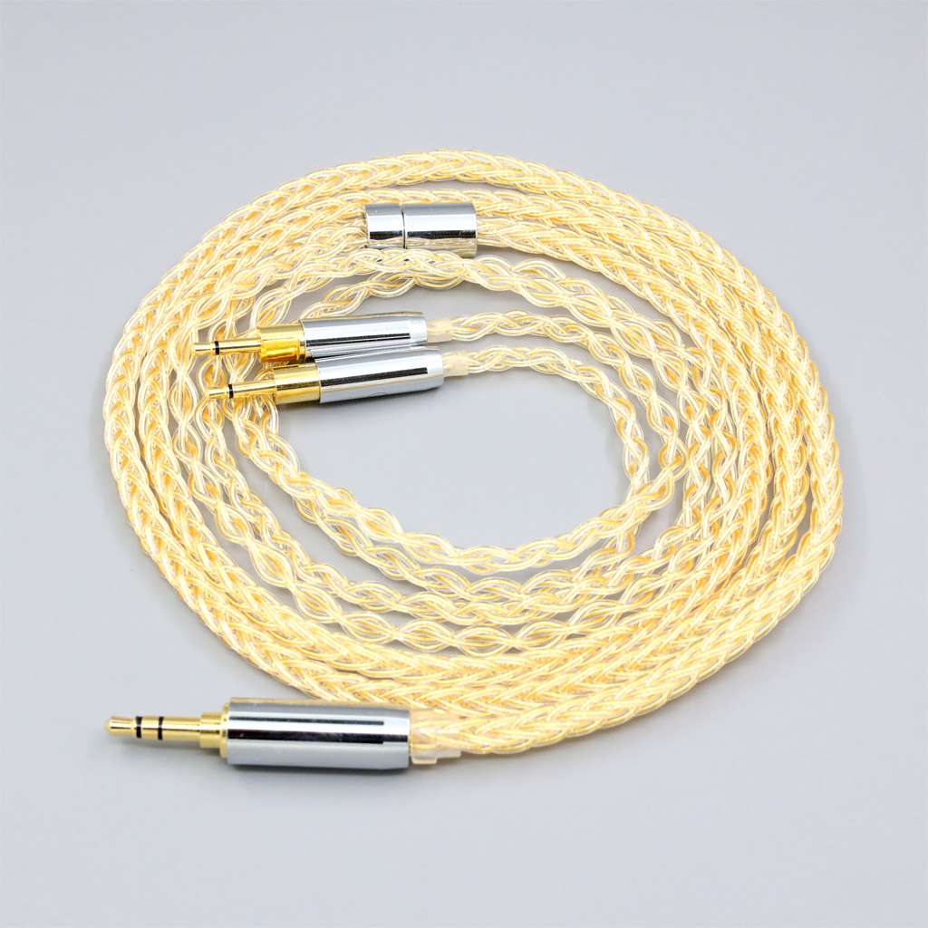 8 Core 99% 7n Pure Silver 24k Gold Plated Earphone Cable For Sennheiser HD700 Headphone Dual 2.5mm pin