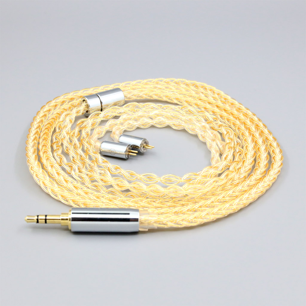 8 Core 99% 7n Pure Silver 24k Gold Plated Earphone Cable For 0.78mm Flat Step JH Audio JH16 Pro JH11 Pro 5 6 7 2pin