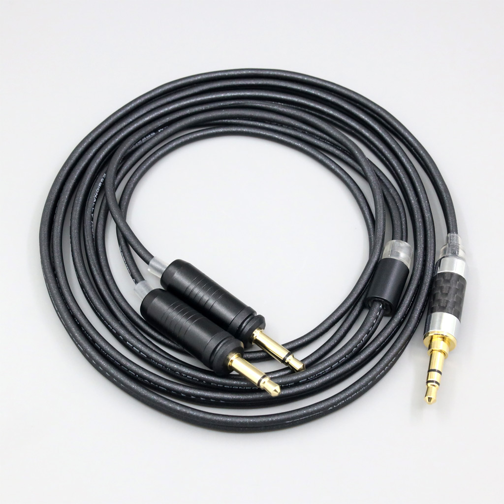 Black 99% Pure PCOCC Earphone Cable For Focal Clear Elear Elex Elegia Stellia Dual 3.5mm headphone plug