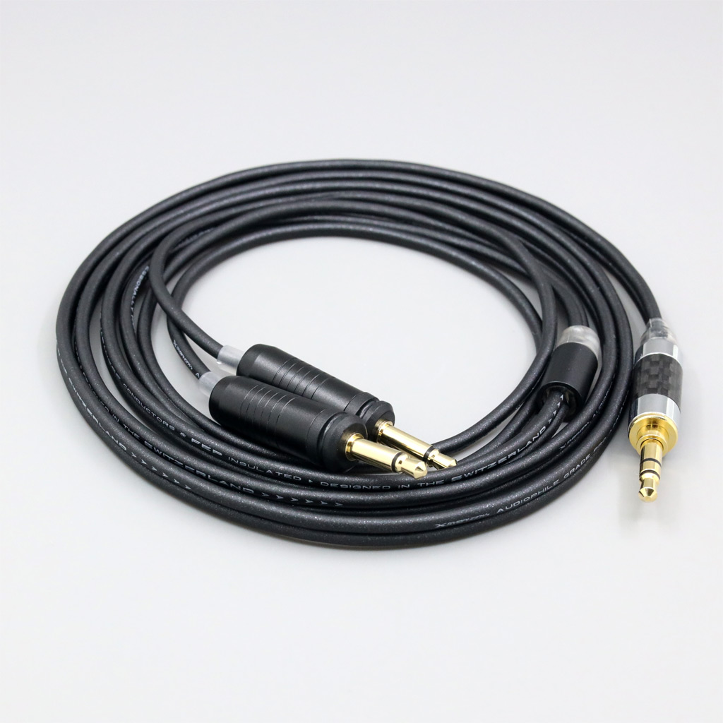 Black 99% Pure PCOCC Earphone Cable For Focal Clear Elear Elex Elegia Stellia Dual 3.5mm headphone plug