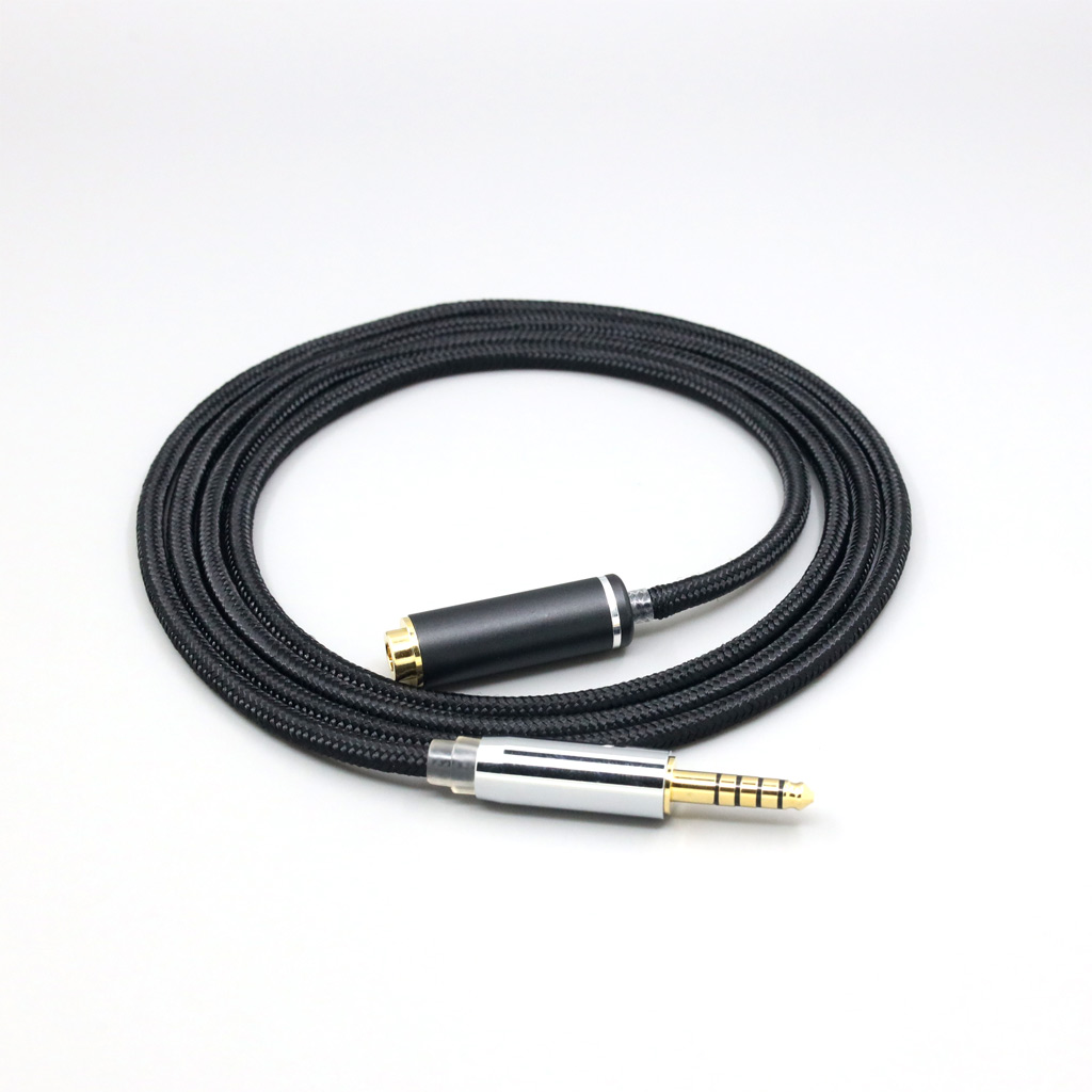 Black Super Soft Headphone Nylon OFC Cable For 4.4mm Male to 4.4mm female 