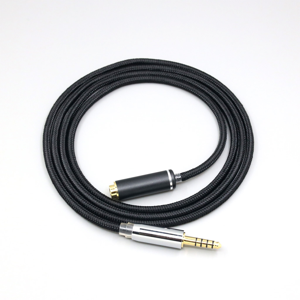 Black Super Soft Headphone Nylon OFC Cable For 4.4mm Male to 4.4mm female 