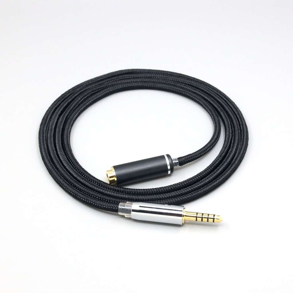 Black Super Soft Headphone Nylon OFC Cable For 4.4mm Male to 4.4mm female 