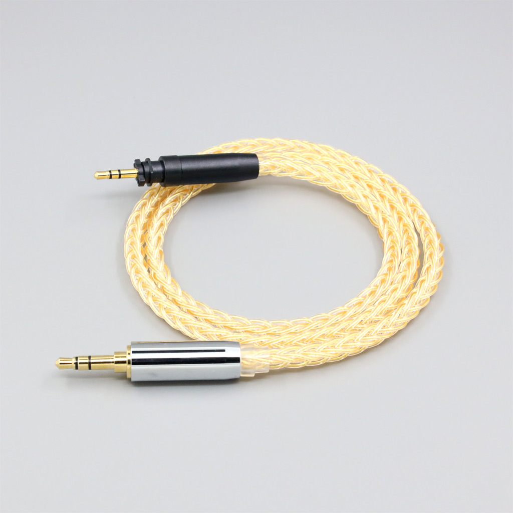 8 Core 99% 7n Pure Silver 24k Gold Plated Earphone Cable For Shure SRH440A SRH840A Headphone