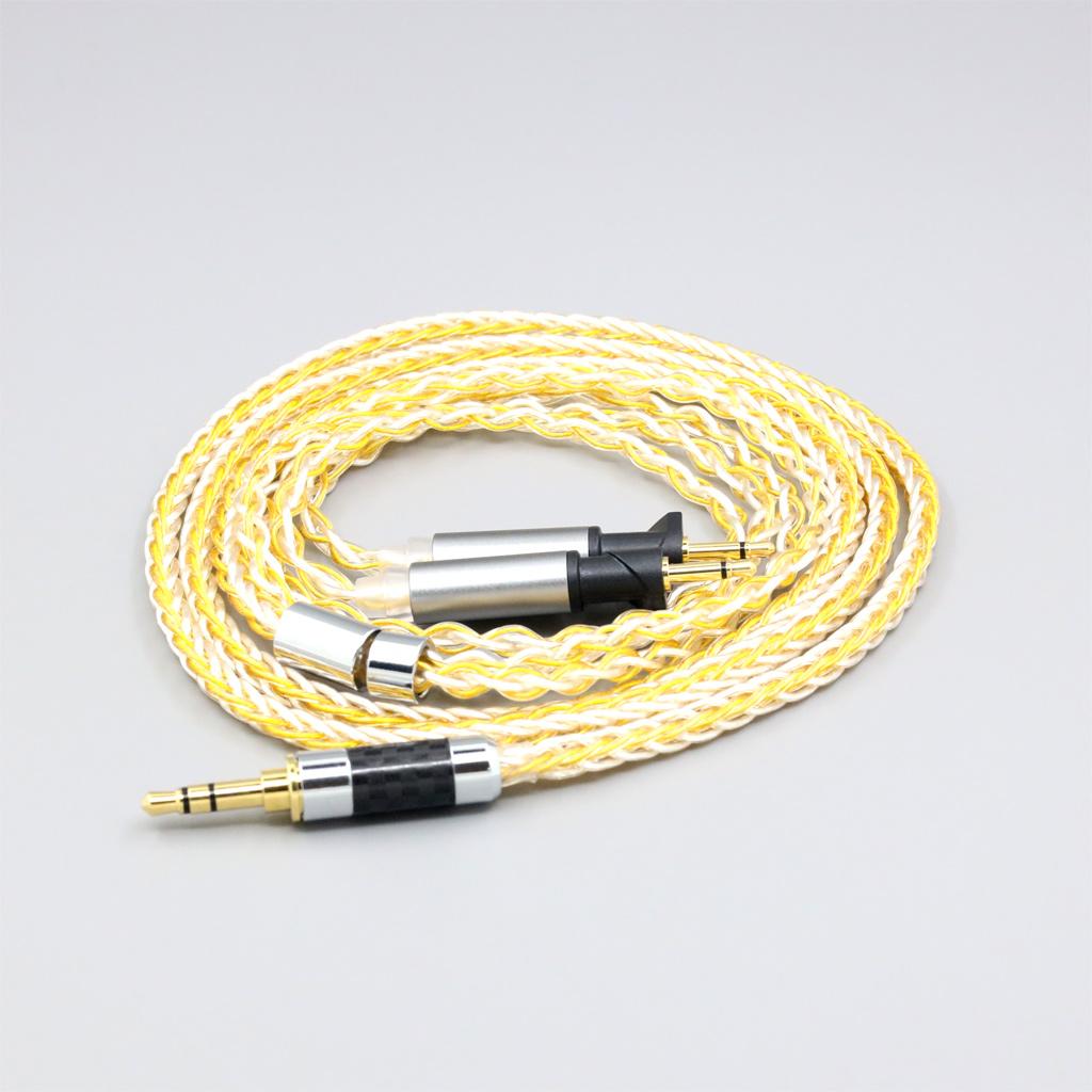 8 Core OCC Silver Gold Plated Braided Earphone Cable For Abyss Diana v2 phi TC X1226lite 1:1 headphone pin