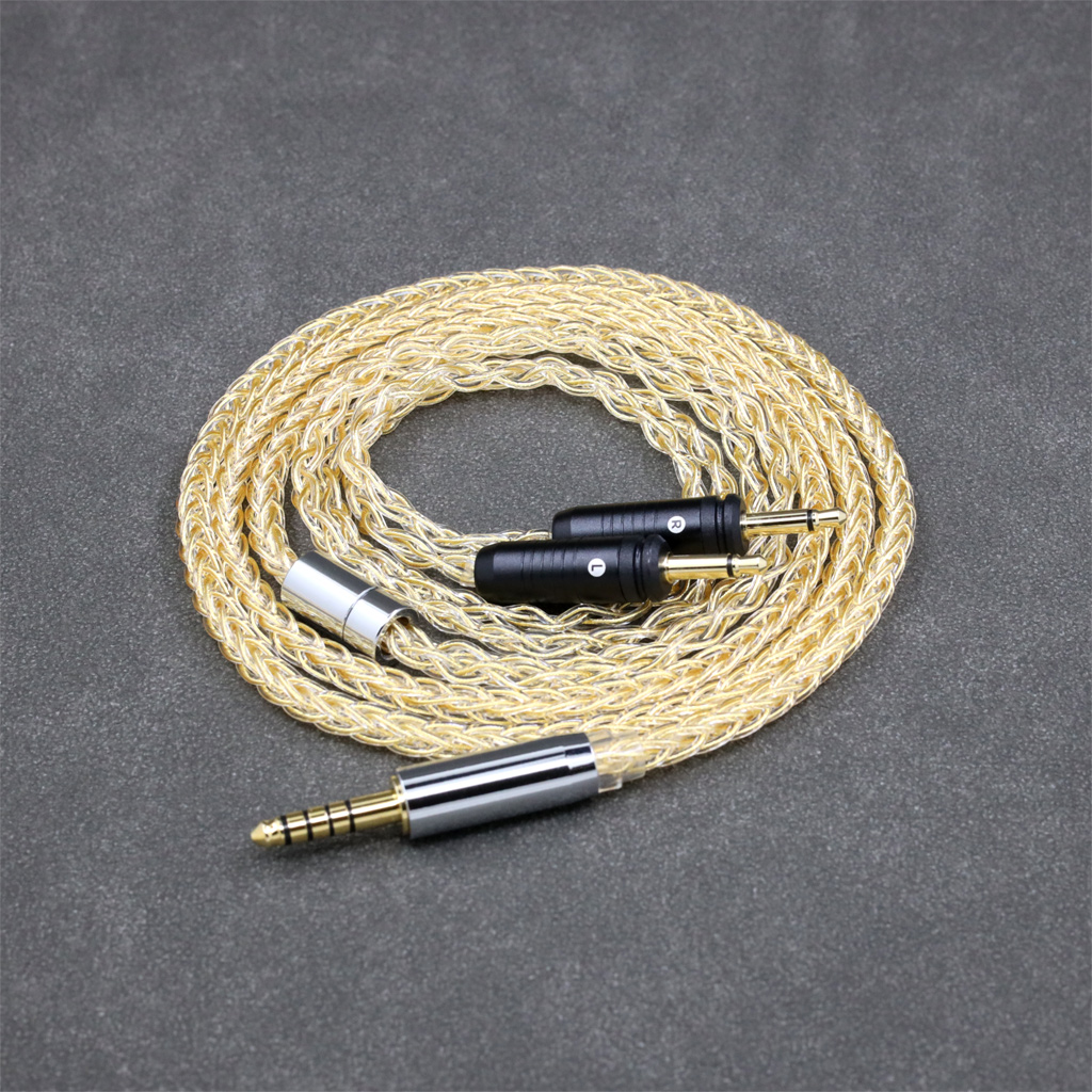 8 Core 99% 7n Pure Silver 24k Gold Plated Earphone Cable For Focal Clear Elear Elex Elegia Stellia Dual 3.5mm pin Headphone