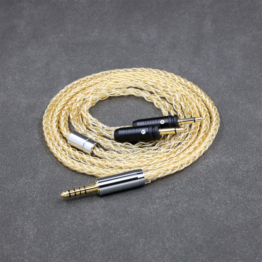 8 Core 99% 7n Pure Silver 24k Gold Plated Earphone Cable For Focal Clear Elear Elex Elegia Stellia Dual 3.5mm pin Headphone