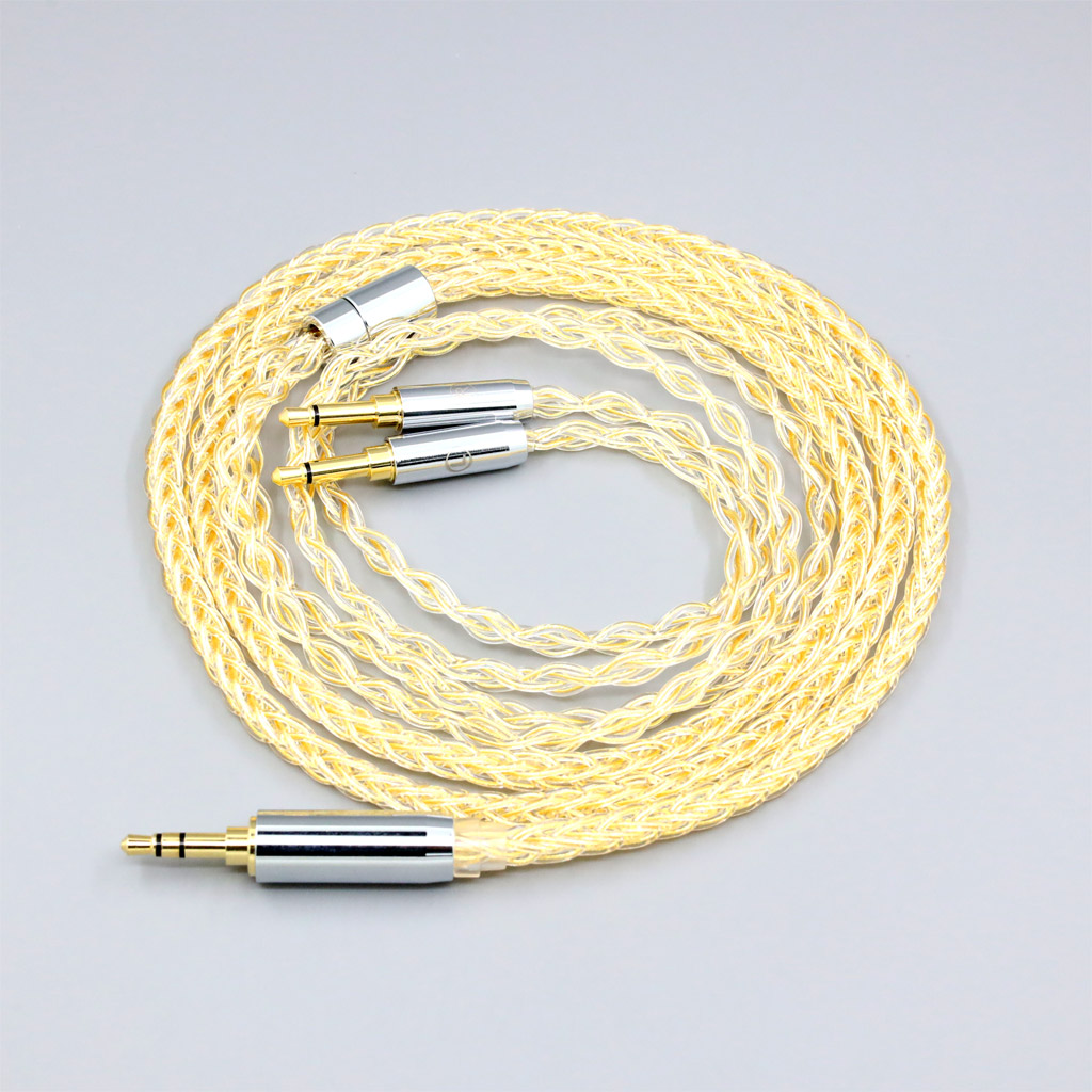 8 Core 99% 7n Pure Silver 24k Gold Plated Earphone Cable For Hifiman Sundara Ananda HE1000se HE6se he400se Arya He-35x