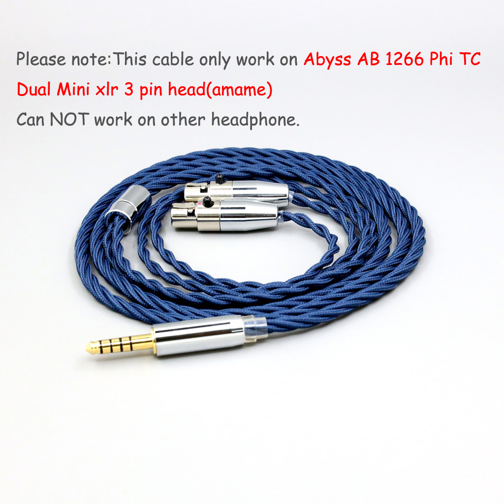 99% Pure Silver OCC Graphene Alloy Full Sleeved Earphone Cable For Abyss AB 1266 Phi TC Dual Mini xlr 3 pin head(amame)