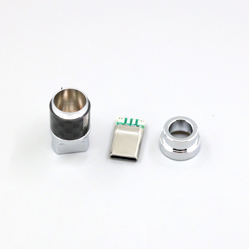 1pcs Metal Carbon Housing USB Type-c With Chip Headphone Earphone DIY Custom Adapter