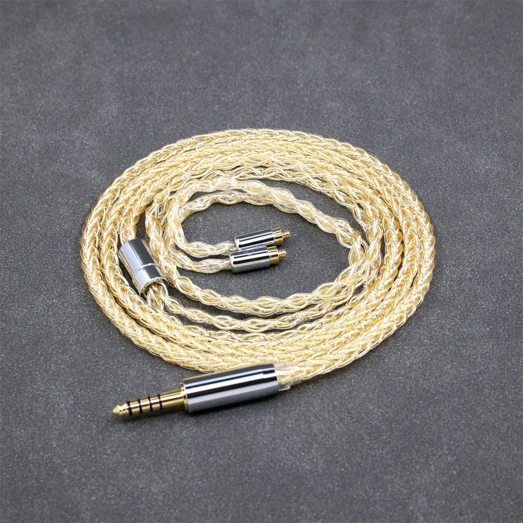 8 Core 99% 7n Pure Silver 24k Gold Plated Earphone Cable For Dunu dn-2002