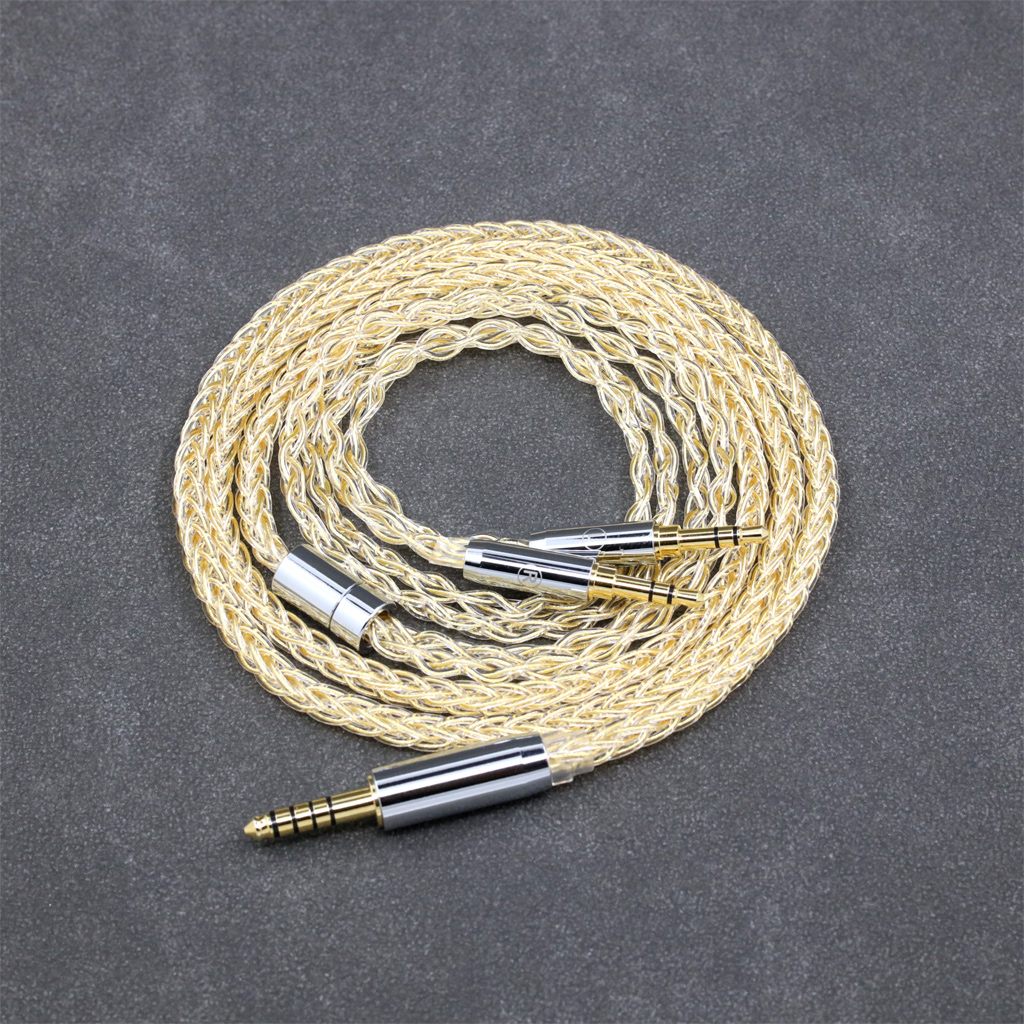 8 Core 99% 7n Pure Silver 24k Gold Plated Earphone Cable For Hifiman Sundara Ananda HE1000se HE6se he400se Arya He-35x