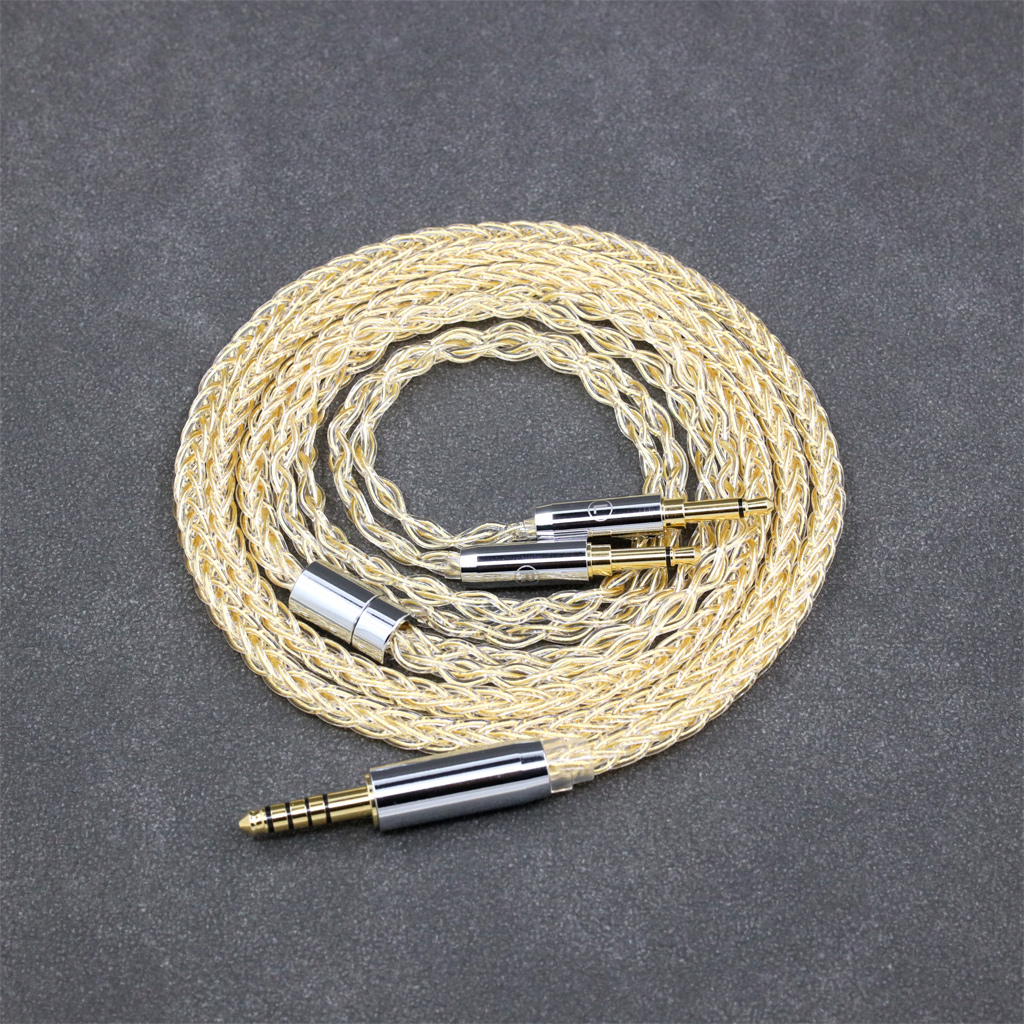 8 Core 99% 7n Pure Silver 24k Gold Plated Earphone Cable For Hifiman Sundara Ananda HE1000se HE6se he400se Arya He-35x
