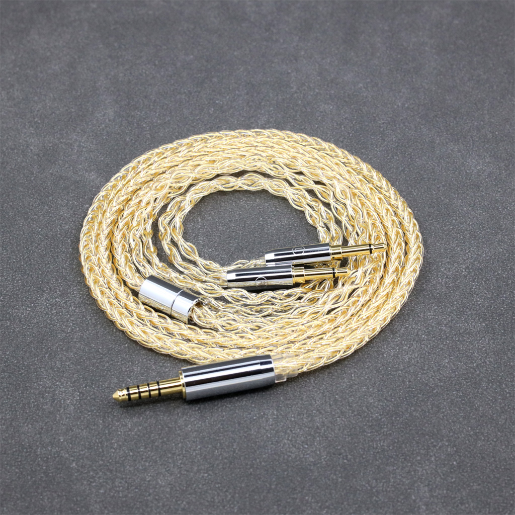 8 Core 99% 7n Pure Silver 24k Gold Plated Earphone Cable For Hifiman Sundara Ananda HE1000se HE6se he400se Arya He-35x