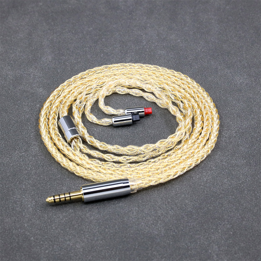 8 Core 99% 7n Pure Silver 24k Gold Plated Earphone Cable for Audio-Technica ATH-IM50 IM70 IM01 IM02 IM03 IM04