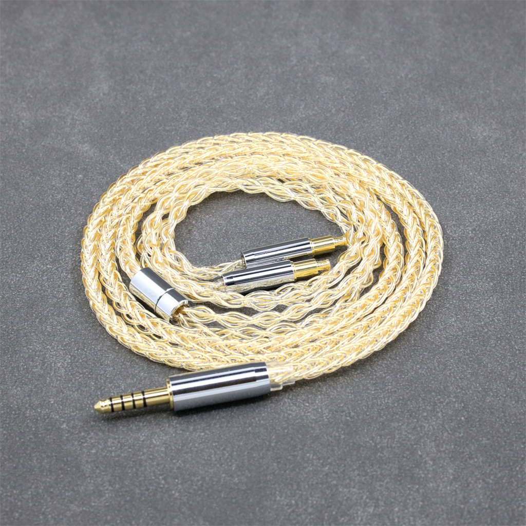 8 Core 99% 7n Pure Silver 24k Gold Plated Earphone Cable For Audio Technica ATH-ADX5000 ATH-MSR7b 770H 990H A2DC Headphone